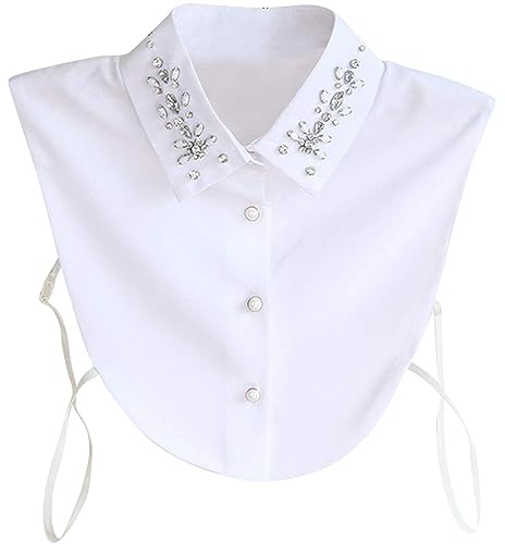 Hocaies Faux Col Chemise Femme Col Blanc Amovible Femme Chemises Faux Collier Détachable Faux Col Blanc pour Femmes Filles pour Chemisiers Chandails Robes