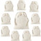 ELES VIDA 10 Stück Beutel Klein Stoffbeutel 10x14 cm Set zum Bemalen - Mini Tasche Beutel Geldsack - Geschenktüten - Geburtstagstüten für Kindergeburtstag DIY Mitbringsel für Hochzeit Party in Natur