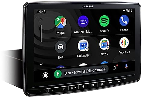Alpine INE-F904TRA | Navigationssystem mit 9-Zoll Touchscreen für Ford Transit Custom mit 1-DIN-Einbaugehäuse, DAB+, Apple CarPlay und Android Auto Unterstützung und mehr