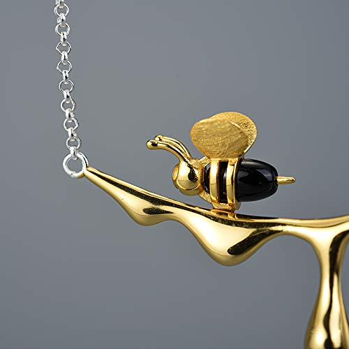 Biene Und Wassertropfen Honig Anhänger Halskette 925 Silber Damenschmuck