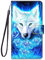 Nodigo für iPhone SE 2020 2022/iPhone 8/iPhone 7/iPhone SE3 Leder Hülle Magnetisch Kickstand mit Kartenfach Tier Muster Motiv Lustig Design Silikon Hüllen Handyhülle Tasche Case Mädchen Damen - Wolf B