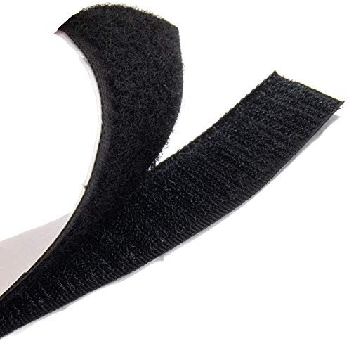 Klettband selbstklebend 5 Meter lang 38mm breit schwarz, Set Haken & Flausch