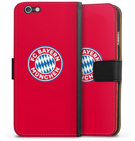 DeinDesign Klapphülle kompatibel mit Apple iPhone 6 Handyhülle aus Kunst Leder schwarz Flip Case FC Bayern München FCB Logo