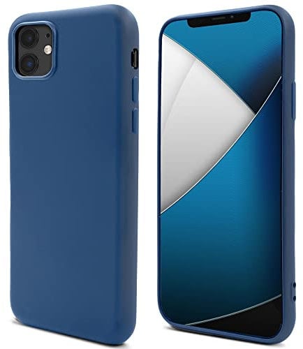Moozy Lifestyle. Designed for iPhone 11 Case, Midnight Blue - Liquid Silicone Lightweight Cover with Matte Finish and Soft Microfiber Lining, Premium Silicone Case