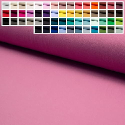 Premium Jersey Uni Stoff mit 150 cm Breite, Hochwertiger Baumwolljersey in Oeko-Tex 100, Meterware ab 25 cm Zuschnitt - ca. 60 Farben immer vorrätig (08a. Pink Rouge)