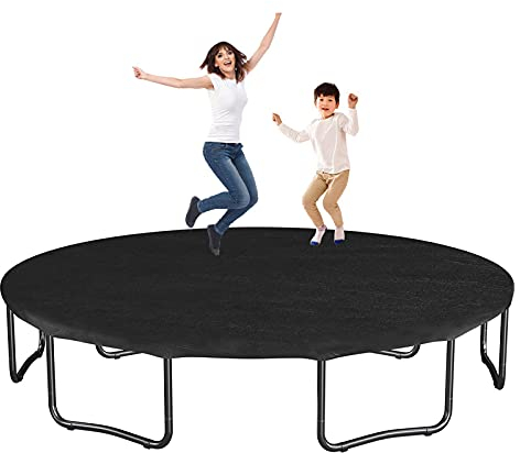 Ledph Abdeckplane Trampolin 244 cm, Trampolin Abdeckung Wetterschutzplane, Trampolin Regenabdeckung Gartentrampolin Cover, Schwarz PE Trampolin Plane