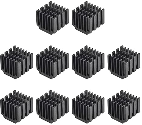 sourcing map 10 Stück Thermische Selbstklebende Elektronische Aluminium Kühlkörper 14.5x14x13mm Schwarz