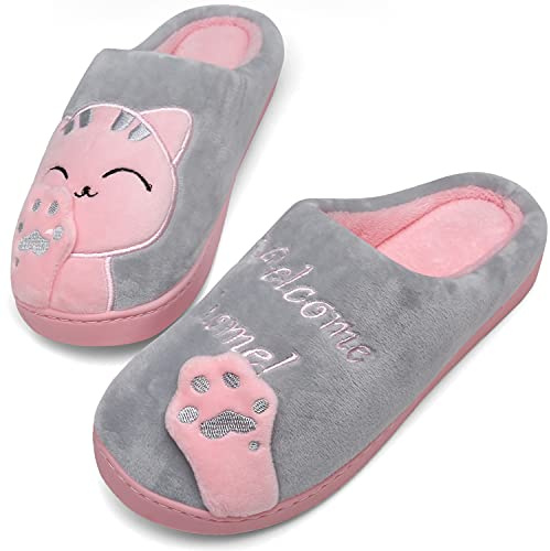 Mishansha Donna Ciabatte da Casa Invernale Leggere Peluche Caldo Pantofole Uomini Confortevole Morbide Antiscivolo Slipper, Grigio 37/38 EU=38/39 CN
