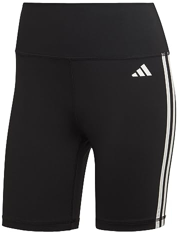 adidas Damen Training Essentials 3-Stripes High-Waisted Short Leggings, Black, S