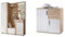 Stella Trading PATENT Flurgarderoben Set in Sonoma Eiche Optik, Weiß - 145 x 184 x 29 cm (B/H/T), Braun & Bobby Kommode in Eiche Sonoma Optik, weiß - Modernes Sideboard - 80 x 82 x 35 cm (B/H/T)