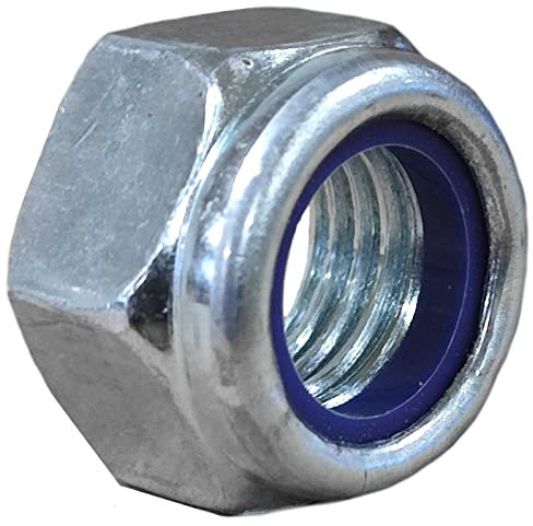 Tuerca hexagonal Nyloc de bloqueo M20 de 20 mm de chapa de acero chapado en zinc, ancho de 30 mm, caja de 3 piezas