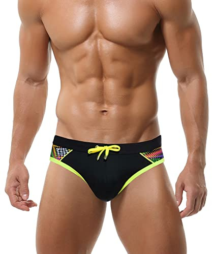 AIEOE Herren Badehose mit Abnehmbarem Polster und Seitlichem Reißverschluss Badeslip Schwimmslip Männer Swimwear