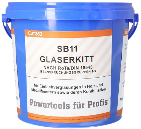 Cut360 SB 11 stucco per vetri, 5 kg, stucco per vetri singoli su finestre, plastificato morbido, adatto per telai in legno e metallo