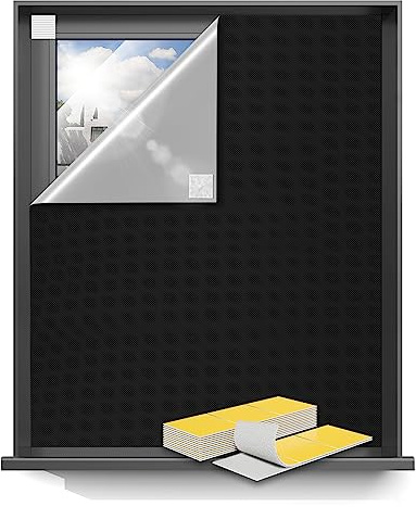 Sumobaby 50x59 Portable Blackout Curtains, Blinds for Windows with Hook & Loop Tapes, 100% Blackout Window Shades, Curtains Easy to Cut Fit for Bedroom, Baby Room and TV Room (Black)