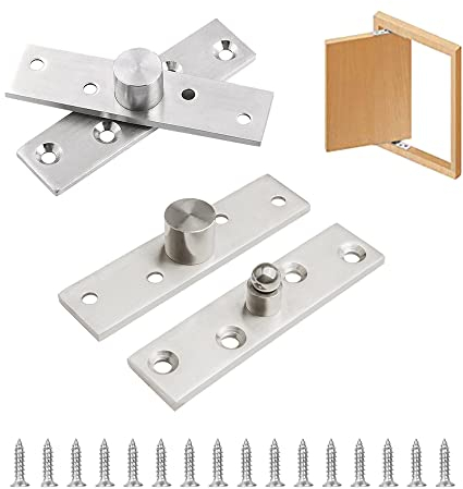 OHYER 2 Juegos Bisagras de Pivote Ocultas de Acero Inoxidable Bisagra Pivotante Bisagra Giratoria Bisagras de Puerta de Rotación con Tornillos para Ventana Puertas y Armarios (Pivote Central)
