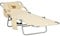 Outsunny Foldable Sun Lounger, Beach Chaise Lounge with Reading Hole, Arm Slots, 5-Position Adjustable Backrest, Side Pocket, Pillow for Garden, Beach, Pool, Beige