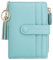 HKCLUF Portefeuille Petit pour Femme, Porte Monnaie Cuir Sac d'argent Femmes RFID Blocage Porte-Cartes avec Pompon Zippé Portefeuilles Nombreux Compartiments(B05-Vert Clair)