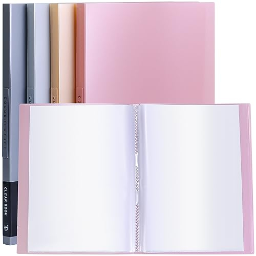 4 Stück Ordner mit Kunststoffhüllen, 20 Taschen Präsentationsbuch mit Blattschutz, Display 40 Seiten von 22 x 30 cm Papier, Portfolio-Mappe für Kunstwerke (mehrfarbig)