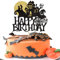 1 Stück Halloween Tortendeko Glitzer Happy Birthday Halloween Cake Topper Zauberer Gespenst Kürbis Kuchen Deko für Gespenst Zauberer Hexe Thematische Kuchendekoration Geburtstag Party Schwarz Gold