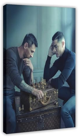 EYEZER Ronaldo Messi Druck Poster Leinwand Poster Wandkunst Dekor Druck Bild Gemälde für Wohnzimmer Schlafzimmer Dekoration Rahmenstil 20 x 30 cm