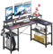 TREETALK Computer desk, 55 L-shaped Corner Desk with 2-Layer Storage on Both Sides,PC Laptop Table with Large Monitor Stand,Desk Lamp Stand, 2 PCS Hooks for Office Home (Black Carbon Fiber)