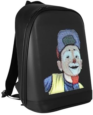 YOLOLAND Mochila personalizable con pantalla LED a color, bolsa de viaje resistente al agua con puerto USB y acolchado cómodo, hombres y mujeres, Negro -, Talla Normal, Mochila personalizable con