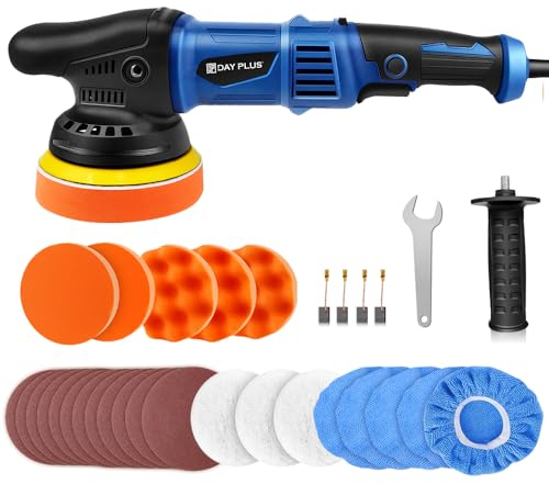 Poliermaschine Auto mit 25PCS Polieraufsatz, 2800-5800 RPM Poliermaschine Exzenter, 6 Variable Geschwindigkeiten, zum Polieren und Wachsen von Auto Boden Möbel