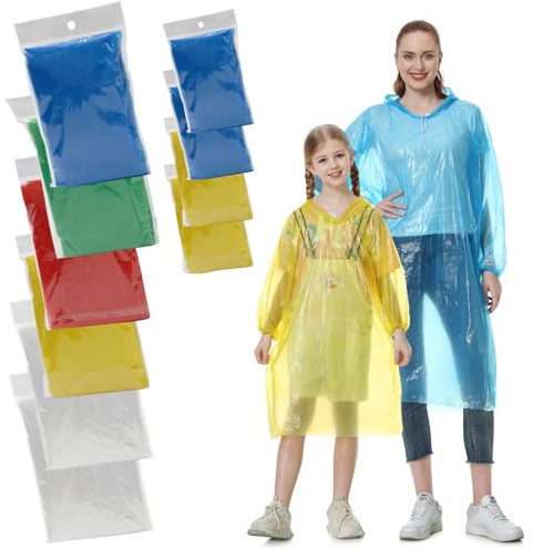 Habaylin Rain Poncho, Poncho Waterproof Adult Clear Disposable Family Pack | Lightweight Compact Clear Emergency Raincoats for Women Men Adults Kids, Great for Festival Rain Travel Sports Outdoor Events
