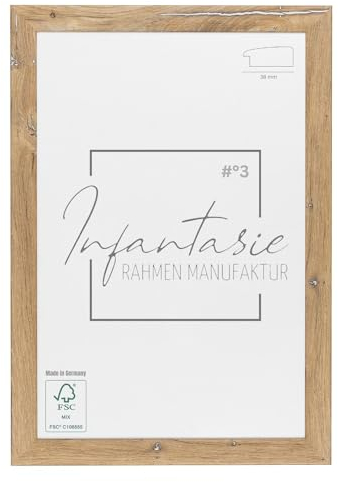 Infantasie 'N°3' Bilderrahmen 60x80 handgefertigt nach Maß | Eiche Vintage Silber | MDF-Holz Design Collage Holzbilderrahmen inkl. Acrylglas und Metall Aufhänger (Querformat & Hochformat)