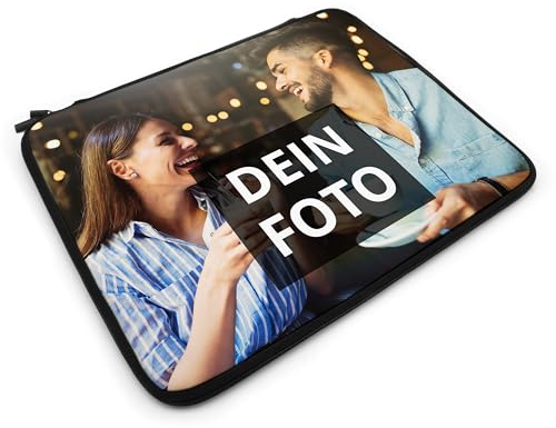PhotoFancy® - Personalisierte Laptoptasche mit eigenem Foto bedruckt - Hülle für Tablet, Laptop oder Notebook selbst gestalten - Größe L (15 bis 17 Zoll)