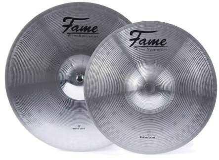 Fame Beckenset, Reflex Splash II, 12 & 10 Splash Becken, Messing, Handgehämmertes Design, Perfekt für Schlagzeuger