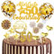 Tortendeko 50. Geburtstag Mann Frau, 20 Stück Gold Kuchendeko Cake Topper 50 Geburtstag Deko, Glitzer Alles Gute zum 50 Geburtstag mit Geburtstagskerzen Konfetti Luftballons Papierfächer