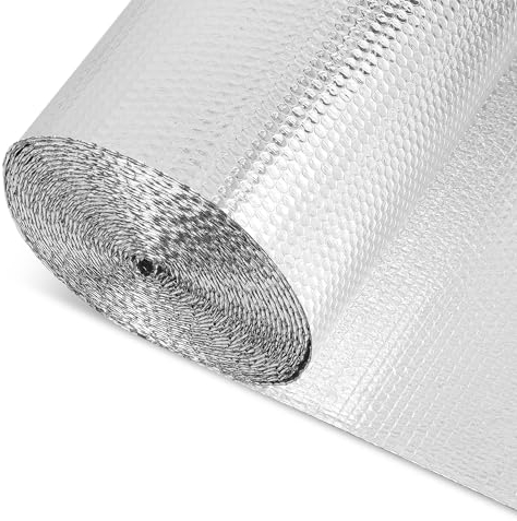Fiqops Isolierfolie 1M X 20M Heizkörper Reflexionsfolie 20㎡ thermofolie Reflexionsfolie Heizung Dämmfolie Isolierung Wand Isolierfolie Heizung für Dach wärmedämmung,Dachboden,Gewächshaus