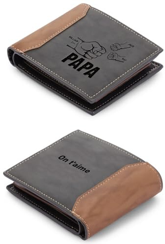 ALBERTBAND Herren Geldbörse mit Namen Foto Gravur Vatertagsgeschenk für Papa Personalisiert Portmonee Geschenk (Text-3 Name)