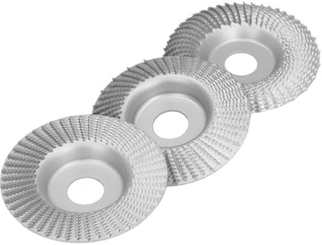 Wood Carving Discs Set, 3PCS 100mm 4inch Flat Bevel Arc Angle Grinder Wheel 22mm Inner Diameter with Carbide Teeth for Wood Carving, Shaping, Deburring, Polishing