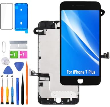 HLYGZX Display für iPhone 7 Plus LCD Bildschirm Ersatz FHD Touchscreen Digitizer Rahmen Montage mit Ohrhörer, Frontkamera, Näherungssensor,Waterproof Adhesive,Reparaturkits NEU (schwarz)