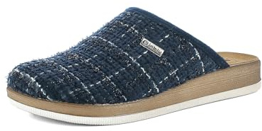 inblu Damen Pantofole Donna Con Suola Bicolore Effetto Cucito E Plantare Imbottito in Vera Pelle Hausschuh