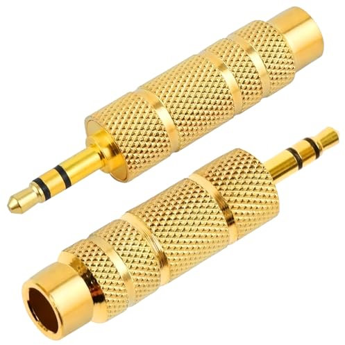 2PCS Mini to Jack Adapter, Stereo Audio Adapter, 3.5 mm to 6.35 mm Audio Jack for Electric Keyboard, Mixer, Amplifier, Speaker