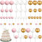Balle Gâteau Topper, 60 Boules de Décoration de Gâteau, Boules de Décoration de Gâteau Cupcakes Toppers, Pour Les Anniversaires Les Mariages Les Besoins, Rosa, Or, Blanc