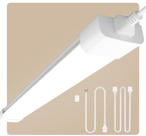 Amdelne LED Feuchtraumleuchte 60cm 18W, Neutralweiß 4000K Deckenleuchte Flach, 2000LM LED Leuchtstoffröhre, Wasserfest IP65 Feuchtraumlampe Werkstattlampe Kellerleuchte für Büro Lager Garage Keller