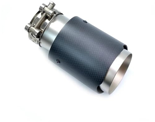 DZSLLOOI Auspuffblenden 1PCS Auto Auspuff Endrohr Matt Carbon Faser Sandstrahlen Edelstahl Gerade Flansch Schalldämpfer Spitze Endrohrblenden Blende(IN 70MM-Out 101MM)