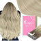 YoungSee 40cm Echthaar Extensions Tape Ombre Tape in Extensions Echthaar Blond Ombre Platinblond Invisible Tape Extensions Echthaar Remy Hair Extensions Tape in Echthaar fur Damen 50g #SUN