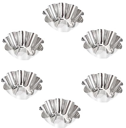 OKUMEYR Fluted Cake Pan Set 6pc Stainless Steel Tart Molds Easy Release Clean for Tarts Pies Cookies Random Style
