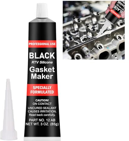 Hsypti Dichtmasse Motor Schwarz, 85g Hochtemperatur Silikon bis +343°C, Zylinderkopf Dichtmittel Auspuff Dichtmasse Motordichtmasse Dichtsilikon für die Reparatur Kfz-Motorradmaschinen