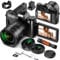 Yatao Fotocamera digitale per fotografia e vlogging, 6K 64 MP con schermo a scatto, obiettivo grandangolare, microfono, lettore di schede, scheda TF da 64 GB, fotocamera compatta WiFi per YouTube