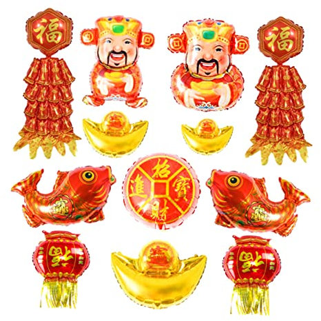 Supvox 12 Stück 2021 Frühlingsfest-luftballons Ballon Im Chinesischen Stil Dekorative Festballons Szenen-layout-ballon Partyzubehör Festlicher Ballon Dekorativer Luftballon Aluminiumfolie
