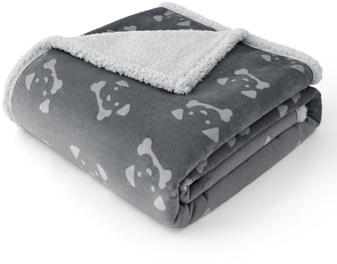 BEDSURE wasserdichte Hundedecke kleine Hunde - 73x63cm Hundedecke waschbar, Decke Hund aus Sherpa Fleece, Katzendecke flauschig und weich, Grau