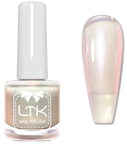 White Pearl Nail Polish - Pearlescent White Nail Varnish - Shimmer Mermaid nail polish - Holographic Shine Nail Varnish Quick Dry - No Chip Long Lasting nail polish Smooth Easy to Apply