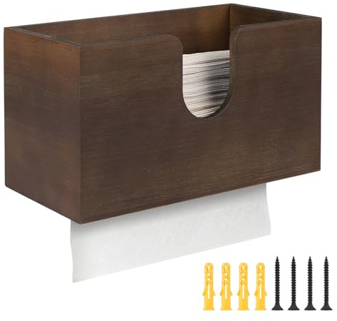 EFUTURETIME Handtuchspender Bambus 27.5 × 15 × 13cm für H2 Papierhandtücher | Papierhandtuchhalter für Wand, Öffentlich, Hängend und Stehend, Braun