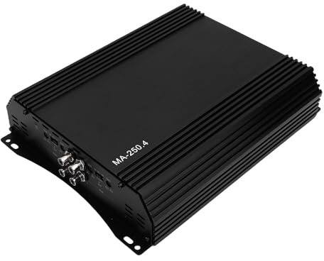 SUNGOOYUE 4-Kanal-Autoverstärker, Gehäuse aus Aluminiumlegierung, 4 X 250 W Hohe Ausgangsleistung, Kompakte Größe, Stilvolles Design für Tiefe Bässe und Klare Höhen, Umfassende Schutzschaltung für